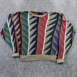 Vintage Boston Traders Sweater Mens Large Linen Blend Abstract Geometric Knit